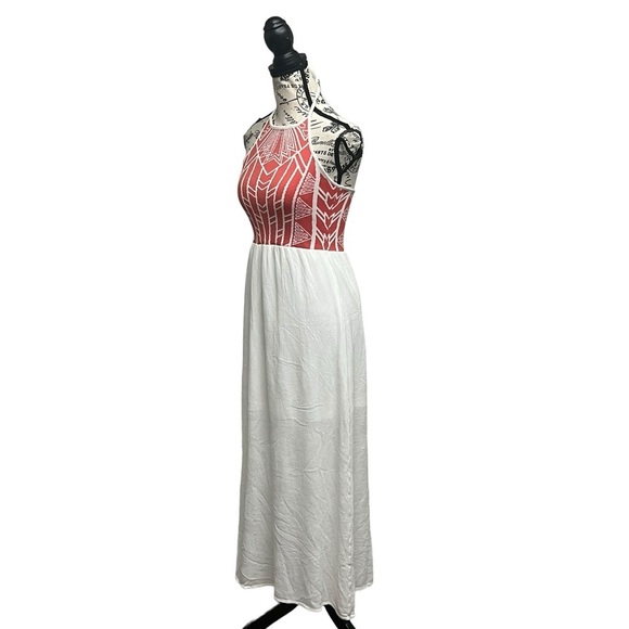 Jealous Tomato Geometric Crepe Halter Maxi Dress Boho Peasent Summer Beach S - Picture 4 of 10